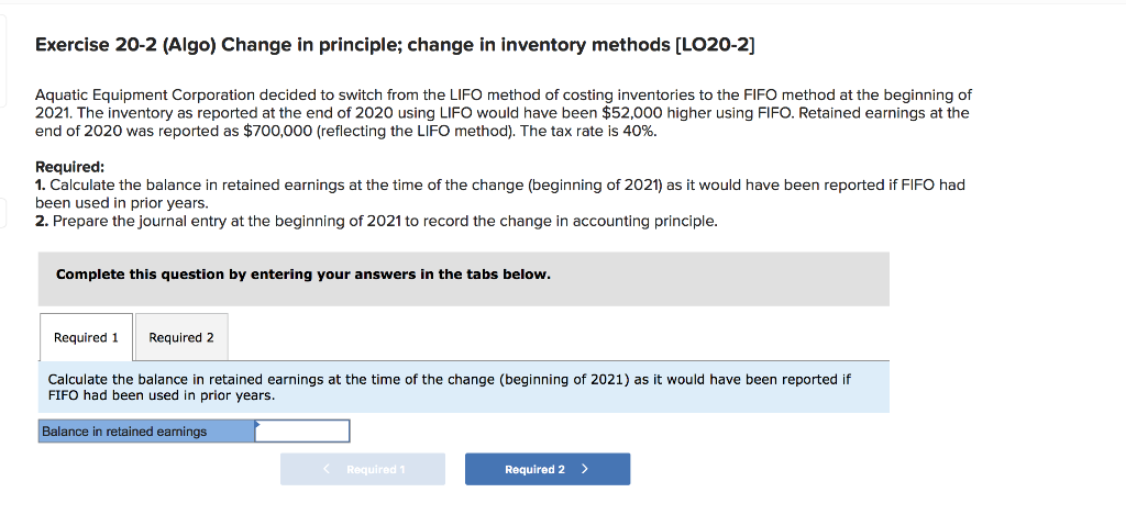 Solved Exercise 20 2 Algo Change In Principle Change In Chegg
