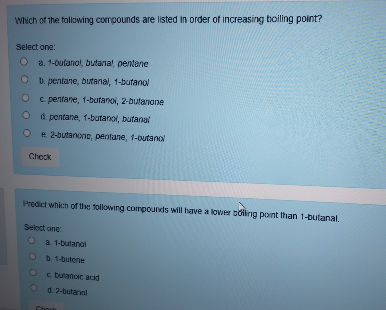 Rank The Following Compounds According To Their Boiling Point Pentane