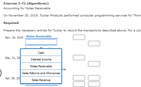 Solved Exercise 5-73 (Algorithmic) Accounting for Notes | Chegg.com