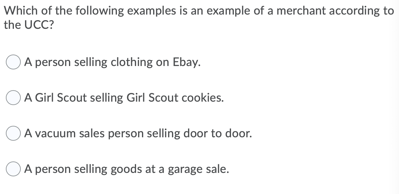 Solved Which of the following examples is an example of a | Chegg.com
