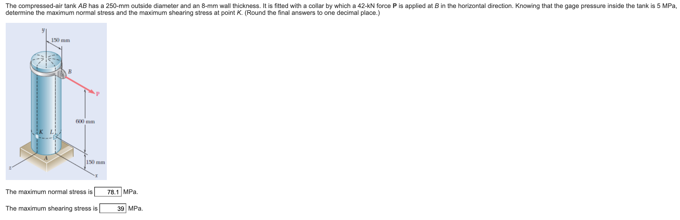 Solved The compressedair tank AB has a 250mm outside