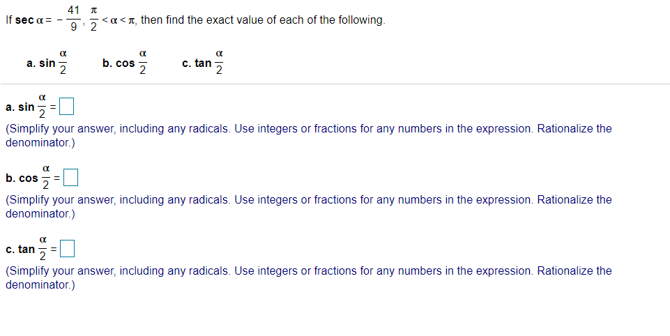 Solved 41 If sec a= - | Chegg.com