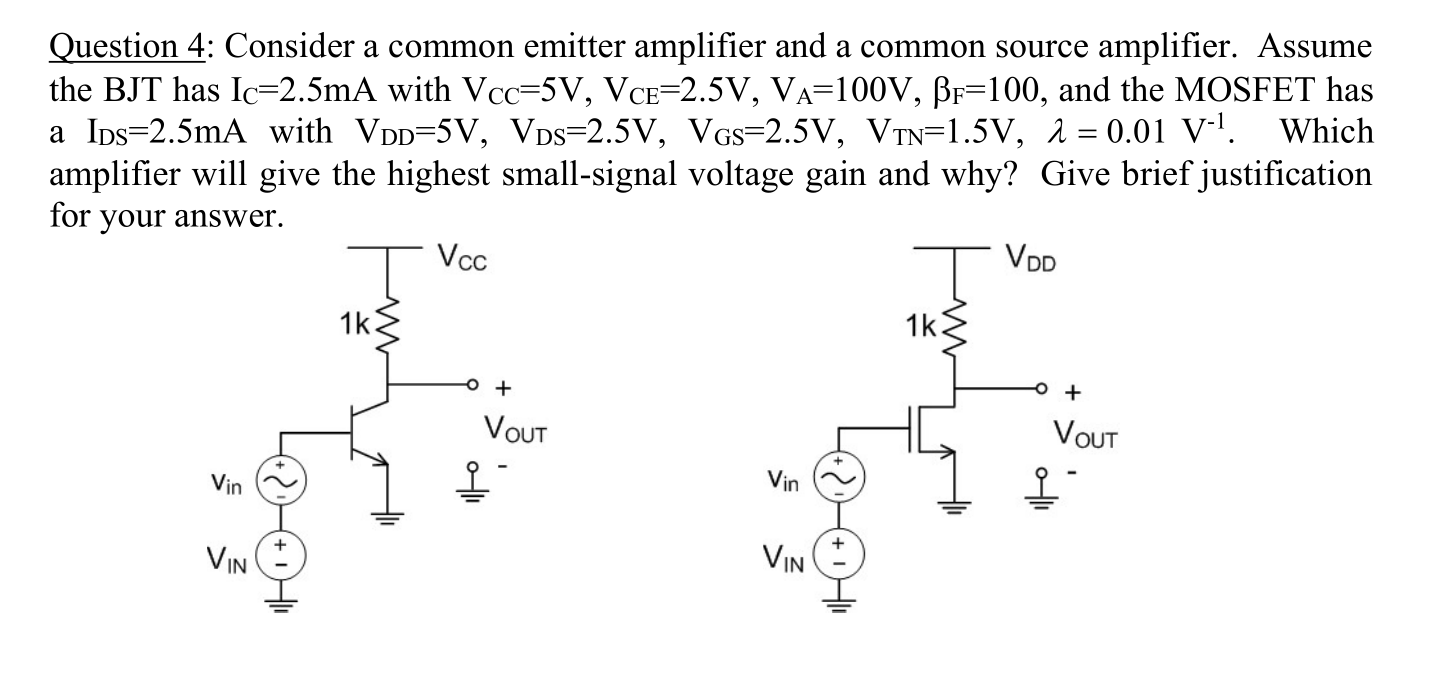 Solved Question 4: Consider a common emitter amplifier and a | Chegg.com