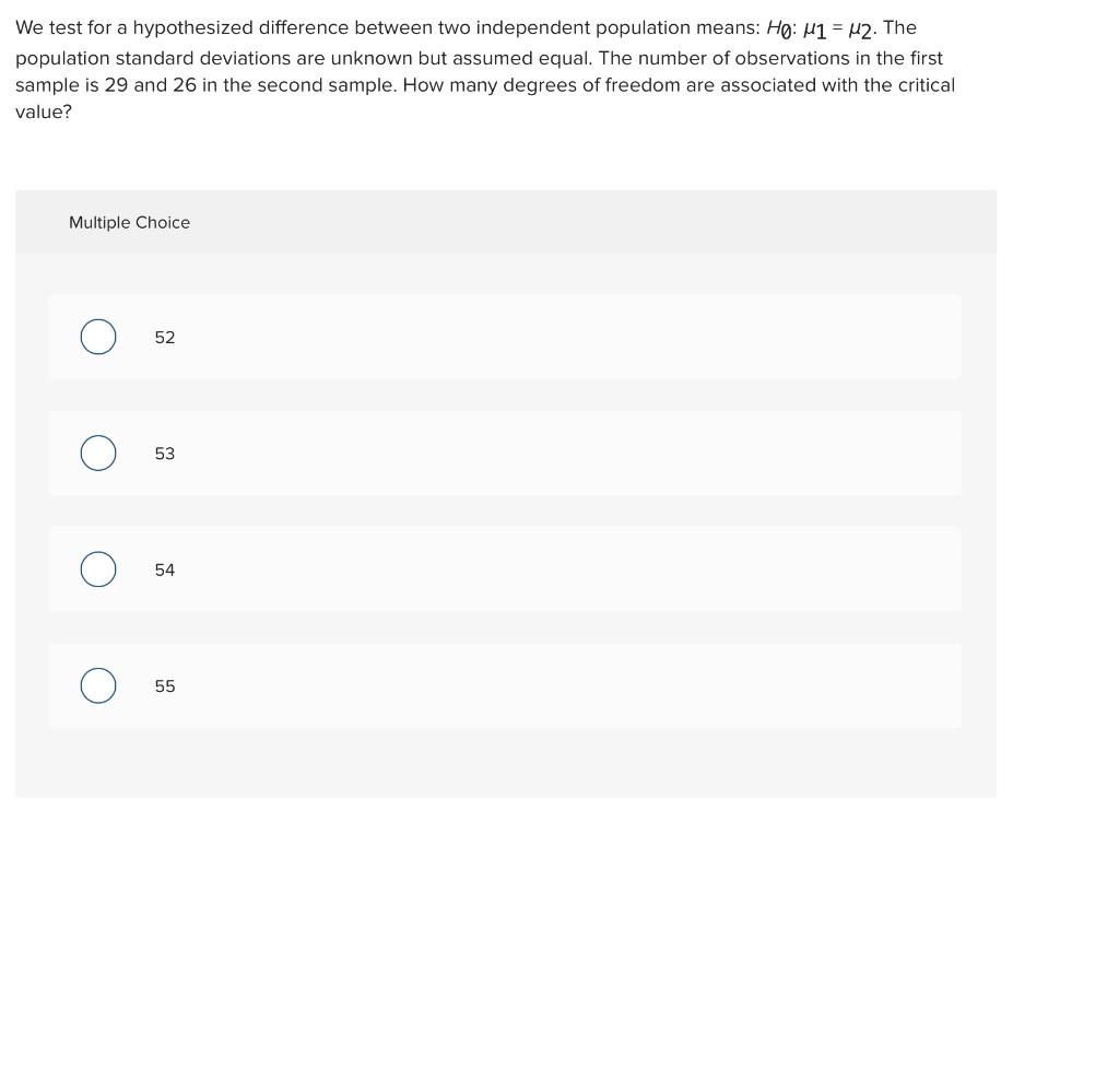 Solved We test for a hypothesized difference between two | Chegg.com
