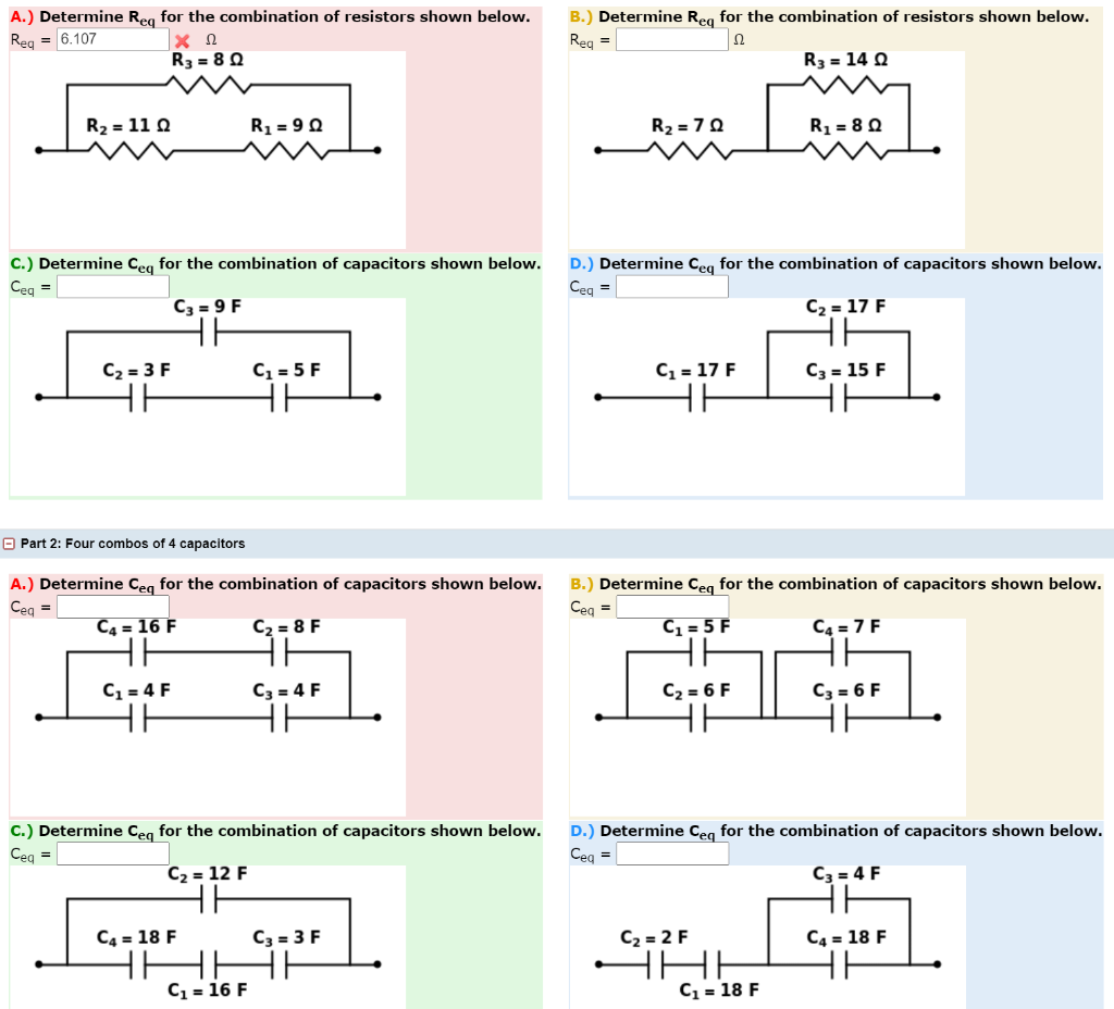 Solved A.) Determine Req for the combination of resistors | Chegg.com