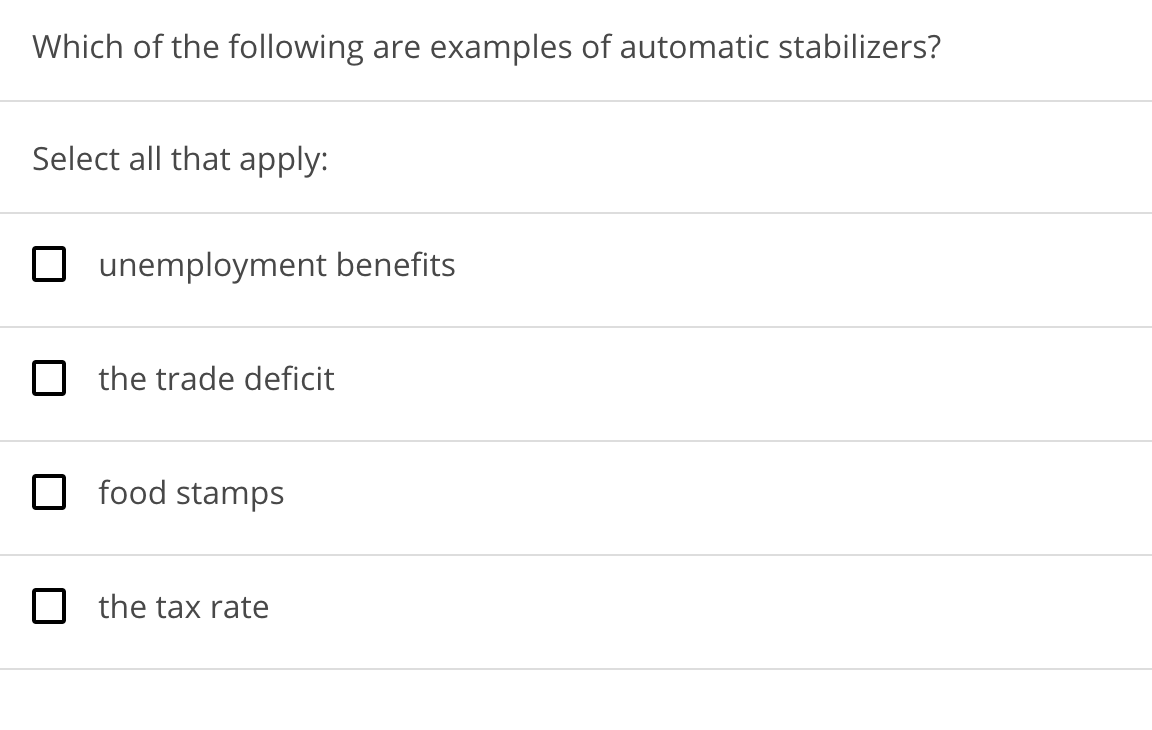 automatic stabilizers are defined as quizlet