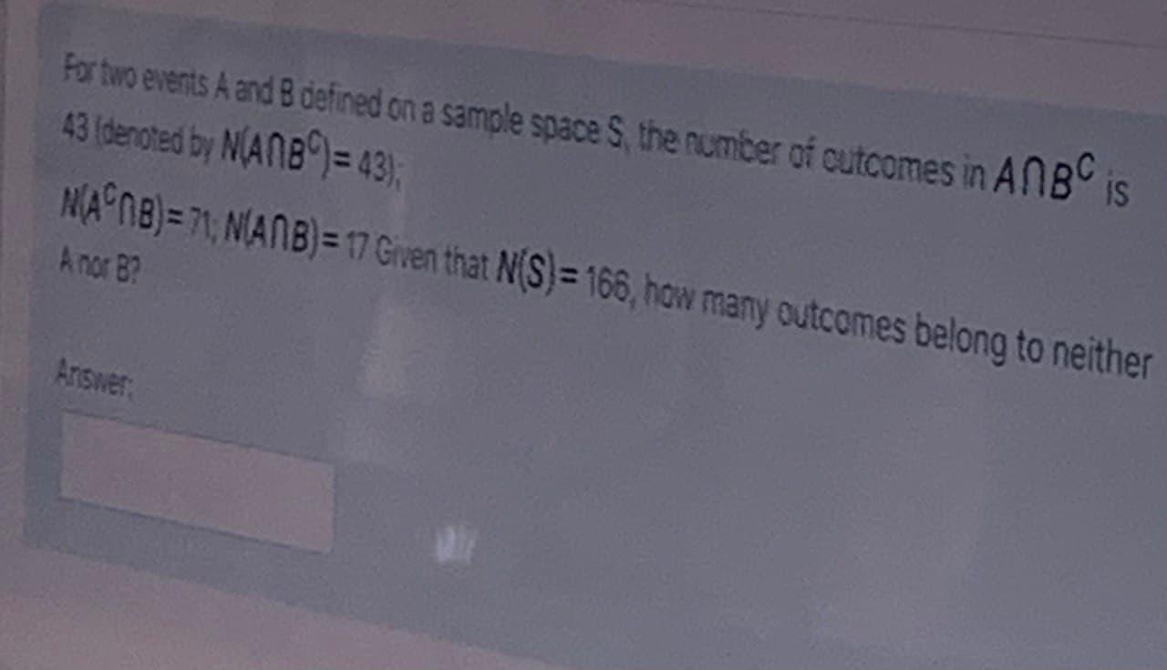 Solved Fortwo events A and B defined on a sample space S, | Chegg.com