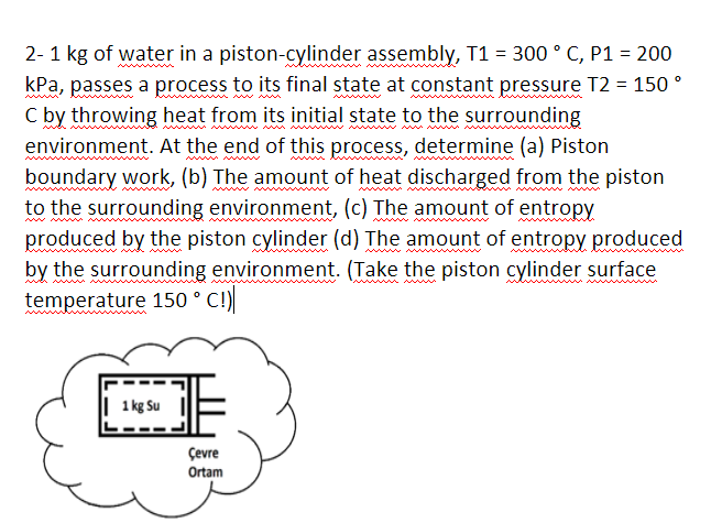 Solved 2-1 Kg Of Water In A Piston-cylinder Assembly, T1 = | Chegg.com