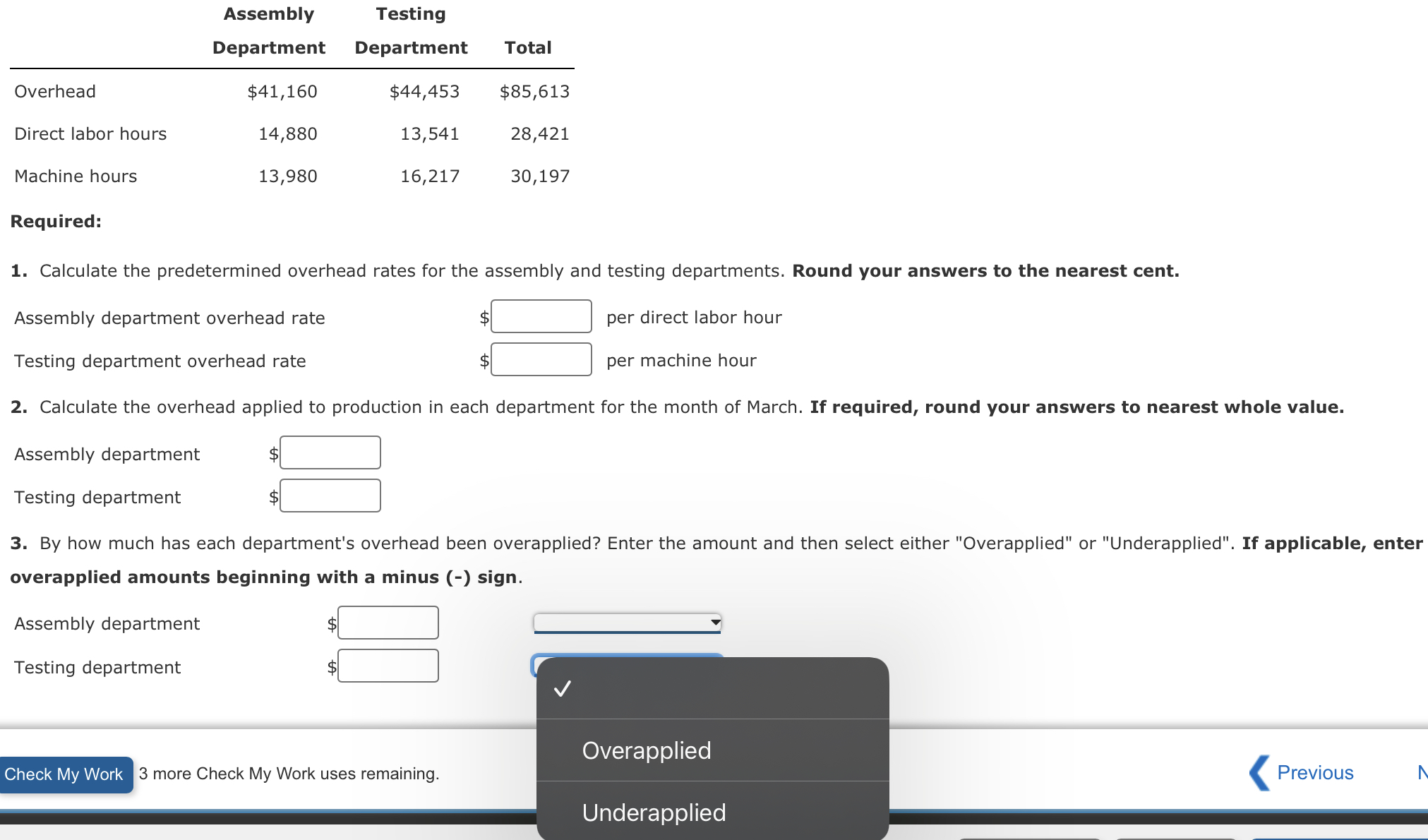 Solved Calculating Departmental Overhead Rates and Applying | Chegg.com