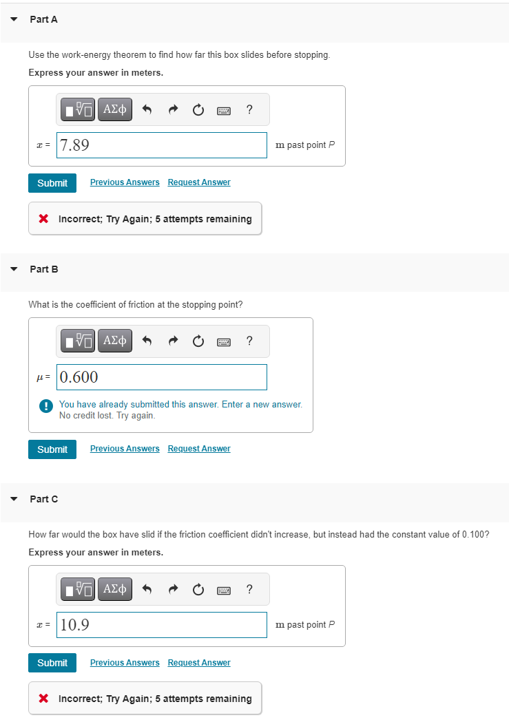 Solved A box is sliding with a speed of 4.50 m/s on a | Chegg.com