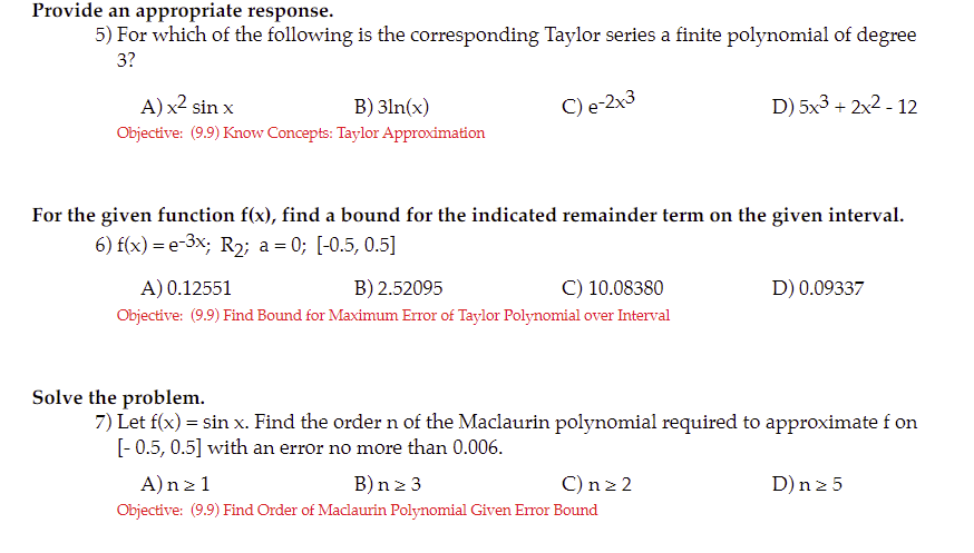 Solved Provide an appropriate response. 5) For which of the 
