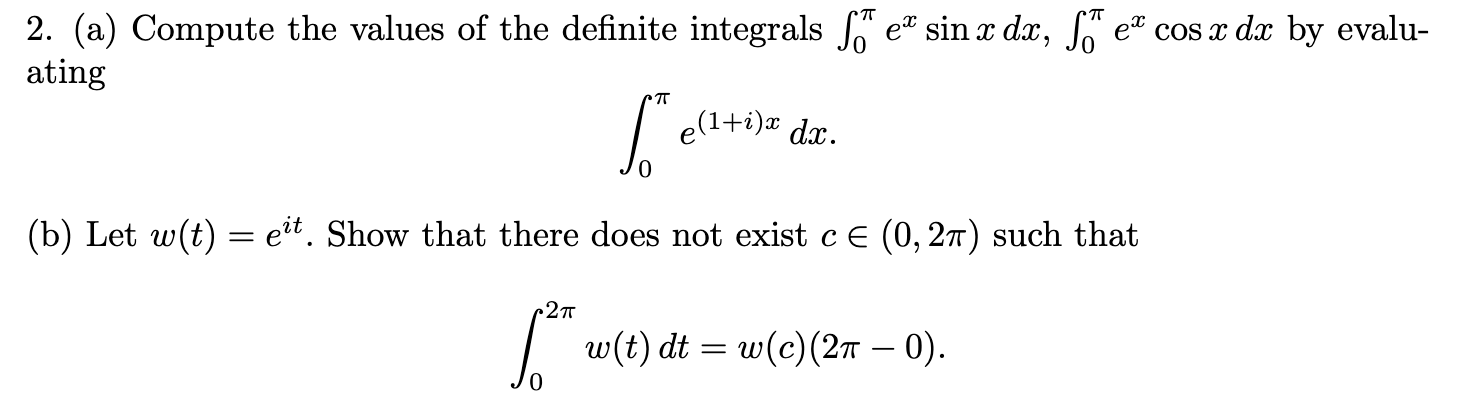 Solved 2. (a) Compute the values of the definite integrals | Chegg.com