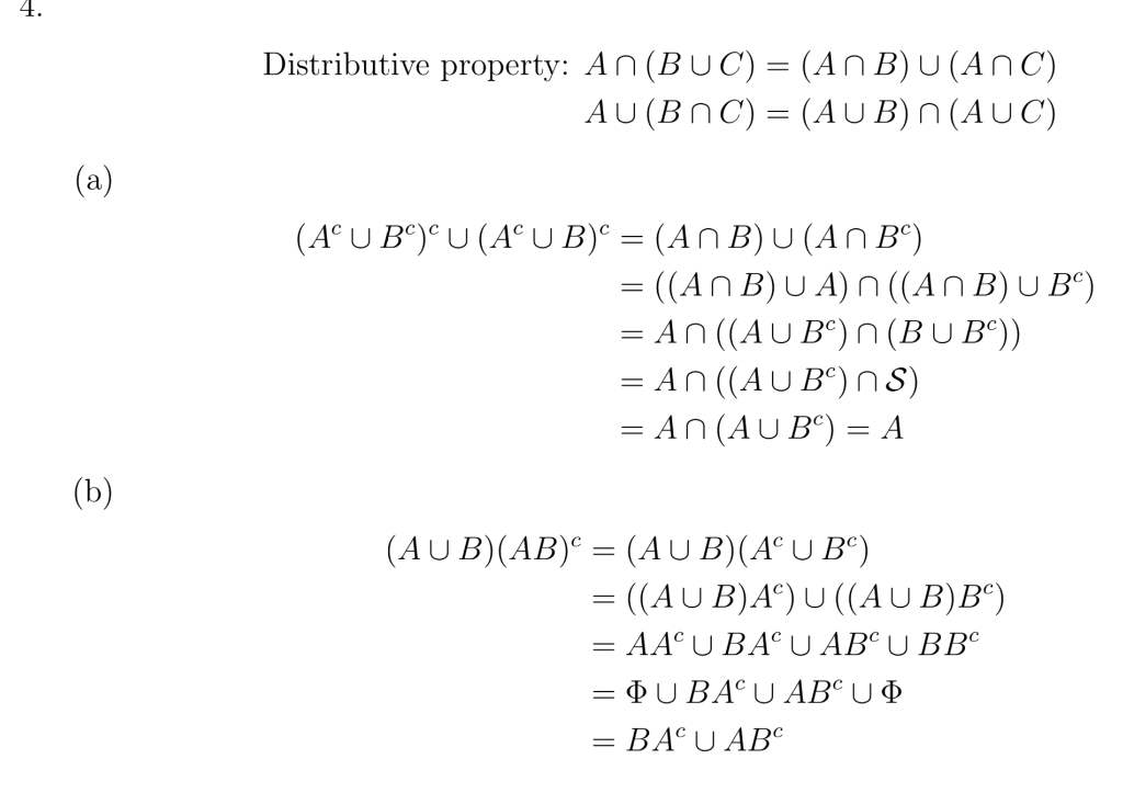 Solved 4 Distributive Property An Buc An B U An Chegg Com