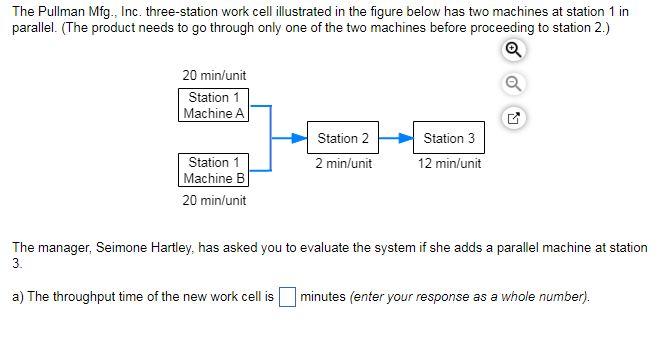 Solved The Pullman Mfg., Inc. three-station work cell | Chegg.com