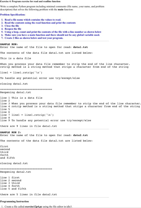 Solved Esercise 4: Program esercise for read and readline | Chegg.com