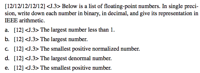 [12/12/12/12/12] Below is a list of floating-point | Chegg.com
