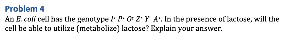 Solved Problem 4 An E. coli cell has the genotype | Chegg.com
