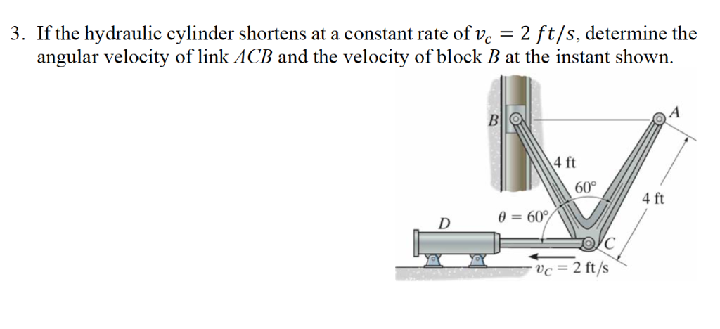 Solved 3. If the hydraulie eylinder shortens at a constant | Chegg.com