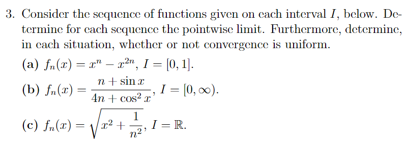 Solved 3. Consider the sequence of functions given on cach | Chegg.com