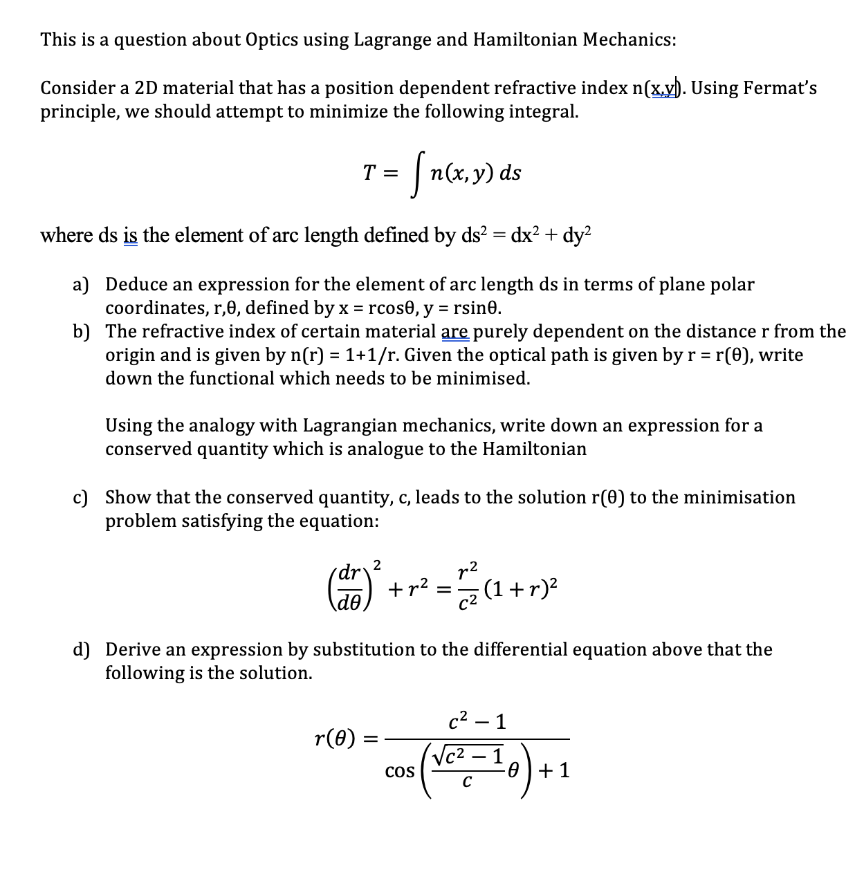 Solved This is a question about Optics using Lagrange and