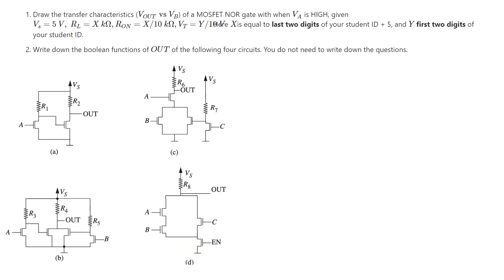 1 Draw The Transfer Characteristics Vout Vs Vb Of Chegg Com