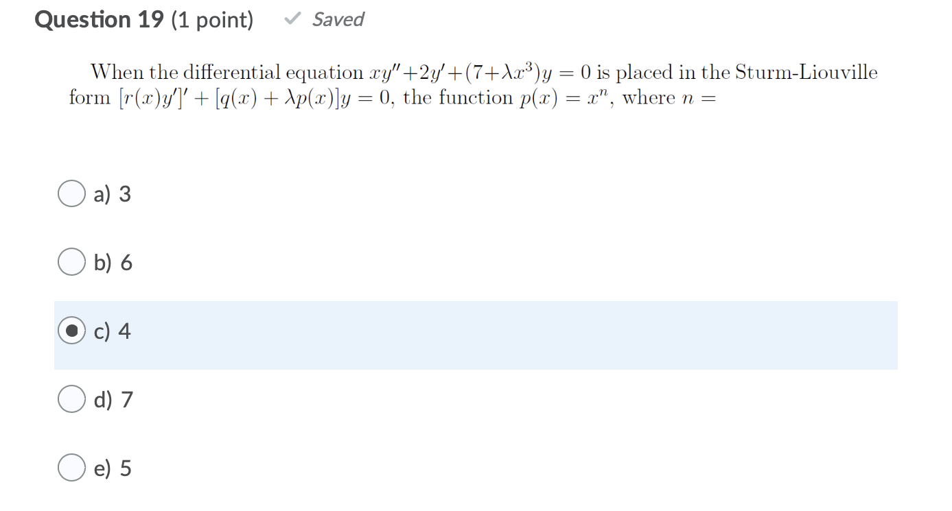 Solved Question 19 (1 point) Saved When the differential | Chegg.com