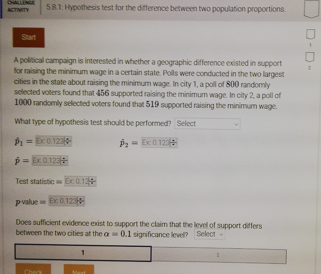 Solved CHALLENGE 581: Hypothesis test for the difference | Chegg.com