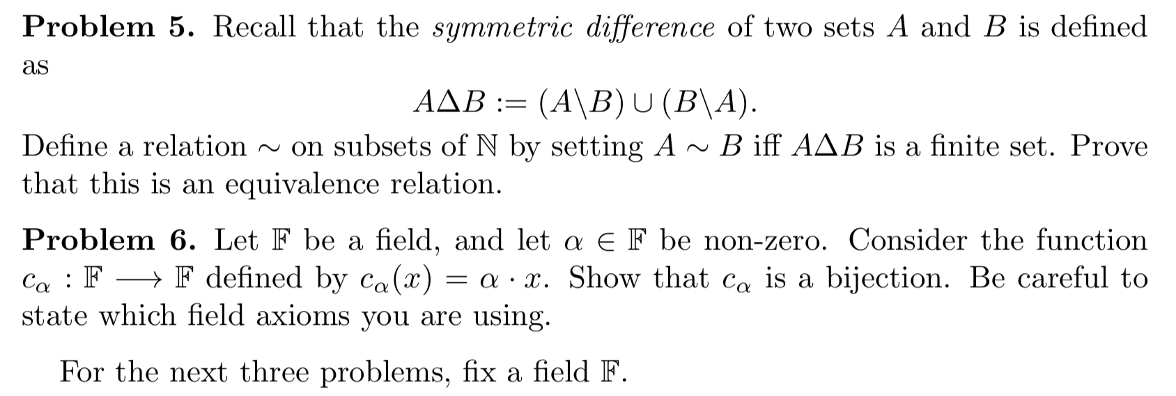 Solved Problem 5. Recall That The Symmetric Difference Of | Chegg.com