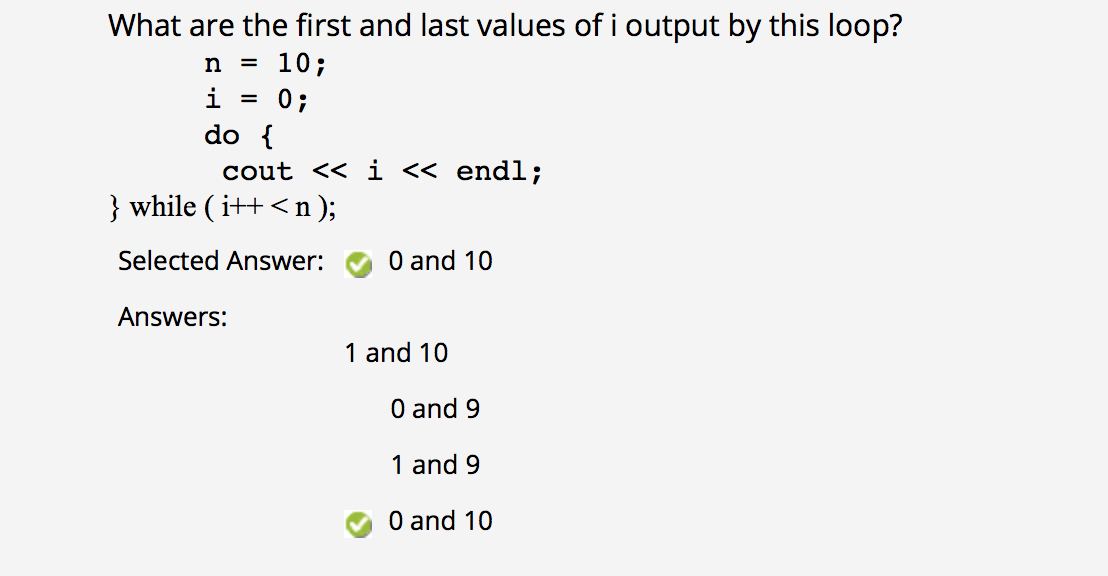 Solved Question 1 What are the first and last values of i | Chegg.com
