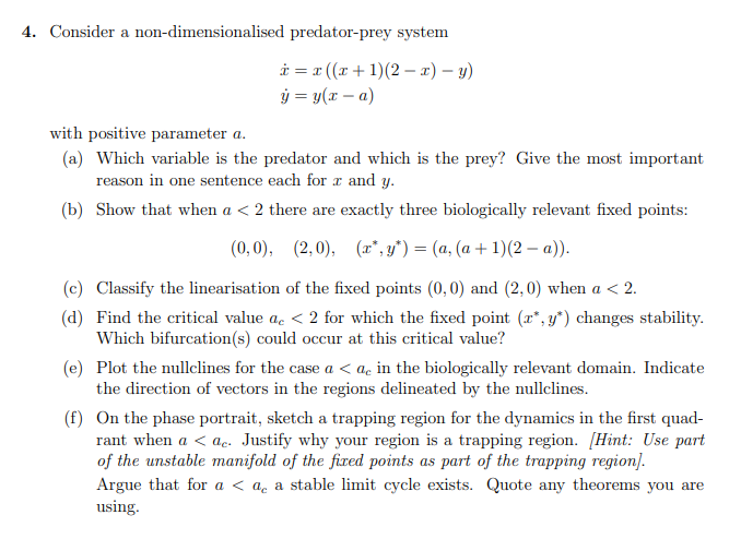 4. Consider A Non-dimensionalised Predator-prey | Chegg.com