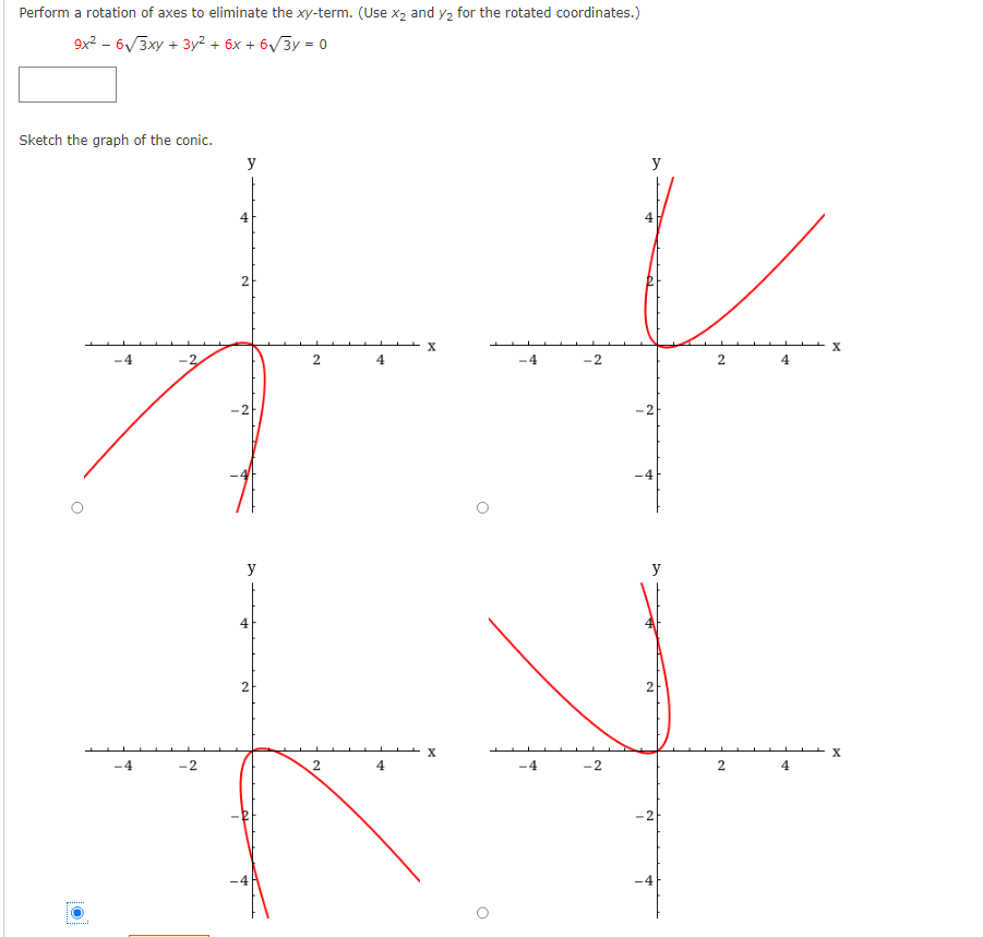 Solved 9x2−63xy+3y2+6x+63y=0 Sketch the graph of the conic. | Chegg.com