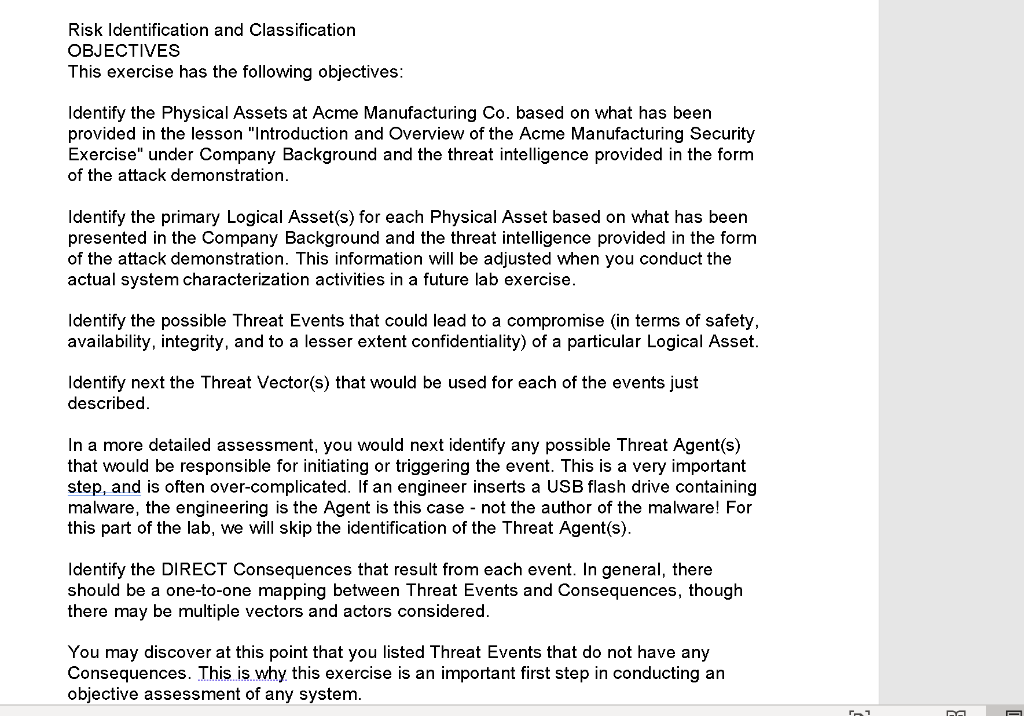 Risk Identification and Classification OBJECTIVES | Chegg.com