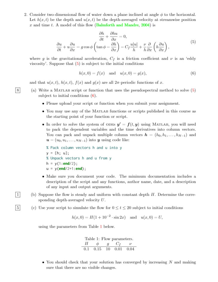 + 2. Consider two-dimensional flow of water down a | Chegg.com