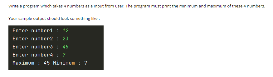 Solved Write a program which takes 4 numbers as a input from | Chegg.com