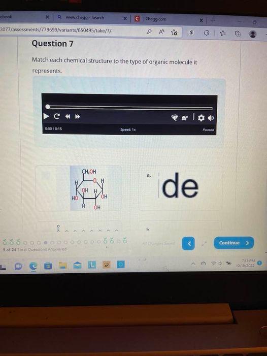 Solved Match each chemical structure to the type of organic | Chegg.com