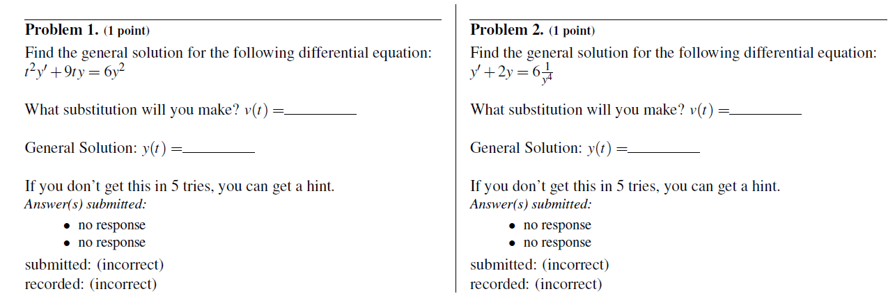 Solved Problem 1. (1 point) Find the general solution for | Chegg.com