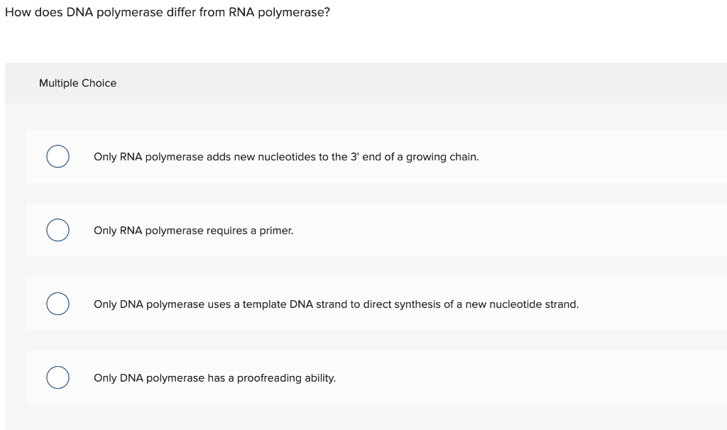 Solved How Does DNA Polymerase Differ From RNA Polymerase? | Chegg.com