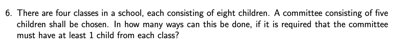 Solved 6. There are four classes in a school, each | Chegg.com