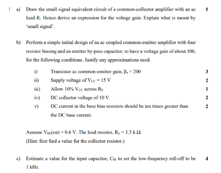 Solved A) Draw The Small Signal Equivalent Circuit Of A | Chegg.com