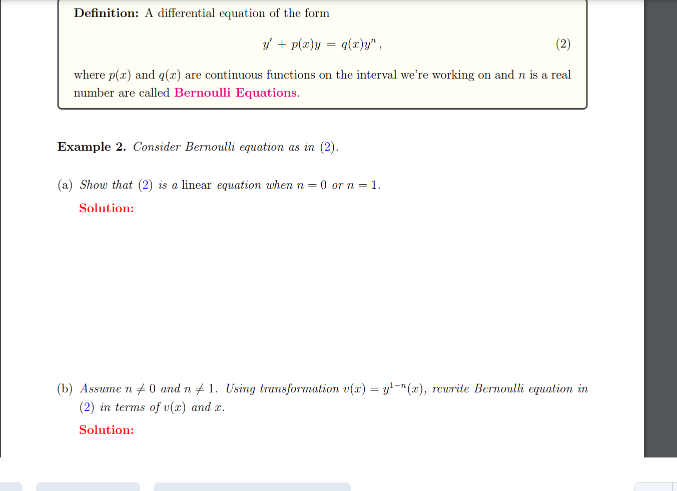 Solved Definition: A differential equation of the form | Chegg.com