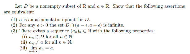 Solved Let D be a nonempty subset of R and a∈R. Show that | Chegg.com