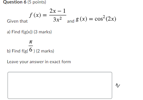 Solved Question 6 (5 Points) F(x) = Given That A) Find | Chegg.com