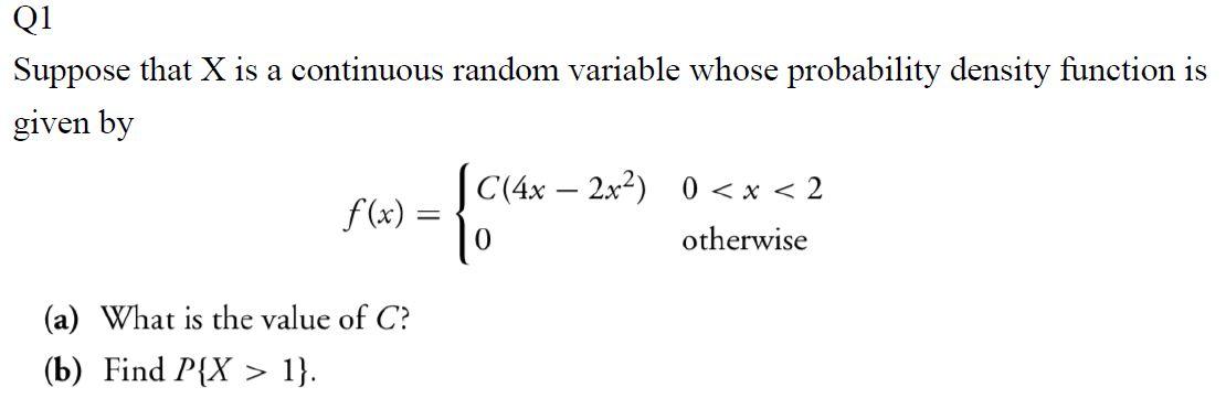 Solved Q1 Suppose that X is a continuous random variable | Chegg.com