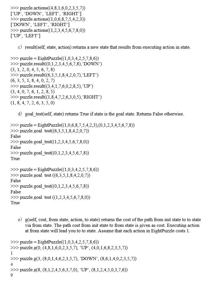 Solved The 8 Puzzle Consists Of A 3 X 3 Grid With Eight S Chegg Com