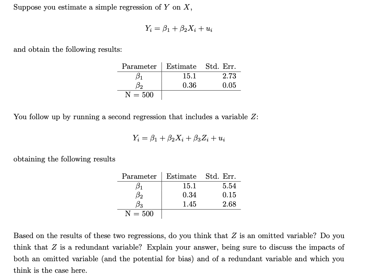 Solved Suppose you estimate a simple regression of Y on X, | Chegg.com