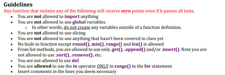 Solved Functions The name of each function is provided | Chegg.com