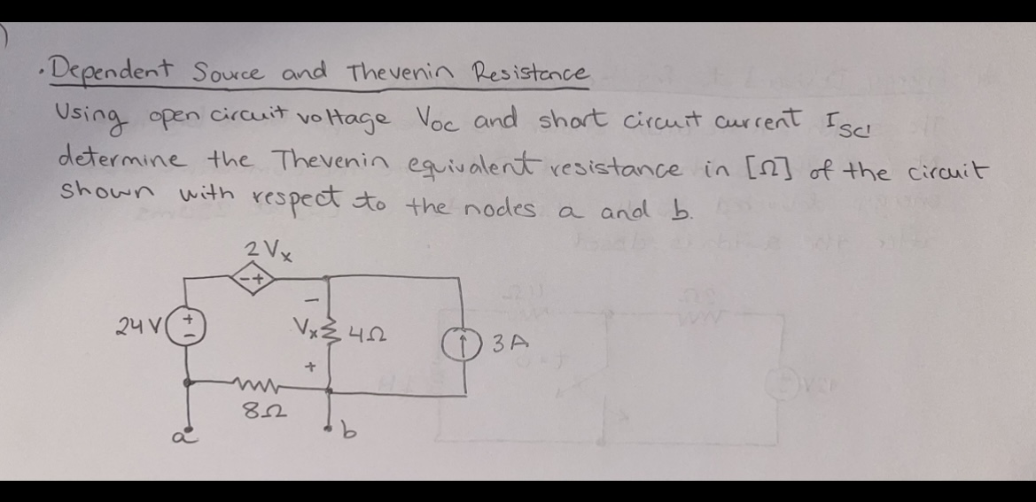 Solved - Dependent Source and Thevenin Resistance Using open | Chegg.com