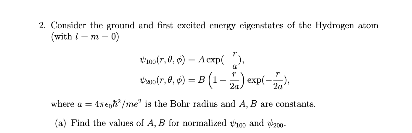 Solved 2. Consider the ground and first excited energy | Chegg.com
