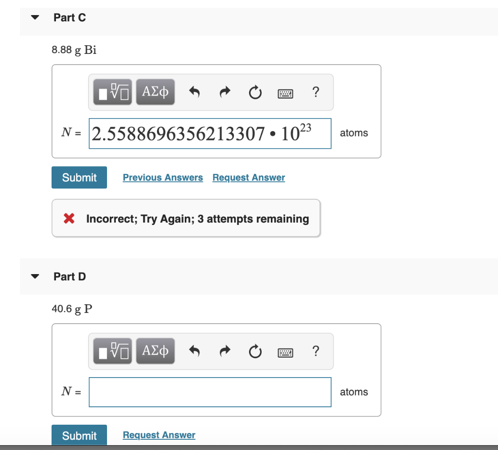 Solved Exercise 6 37 How Many Atoms Are In Each Elemental Chegg Com