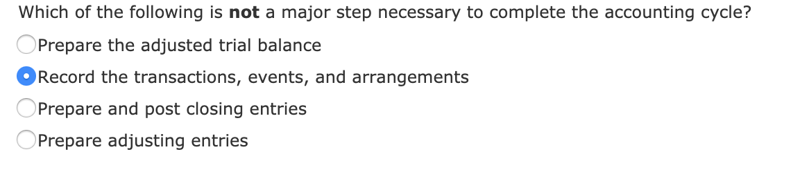 Solved Which of the following is the third major step in the | Chegg.com